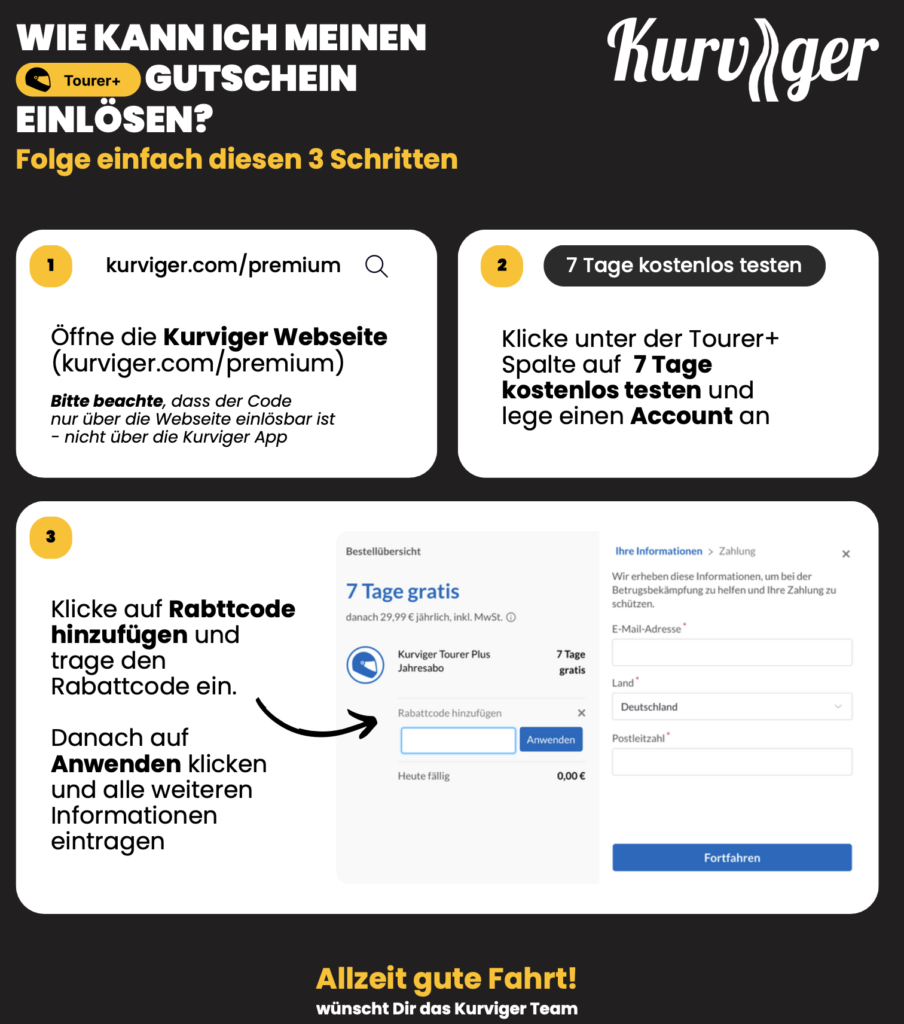 Un guide sur la façon d'utiliser le code de réduction pour l'application Kurviger
